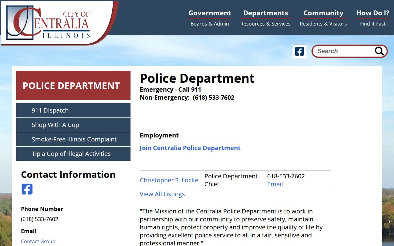 Official Centralia Police Department page for Centralia recent arrest inquiries