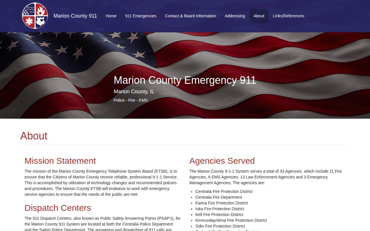 Marion County arrest agencies listed by the official 911 system